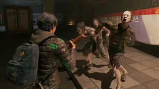 Zombies attacking a person