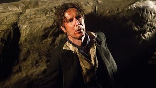 Paul McGann looks skyward in the Doctor Who episode "The Night of the Doctor"