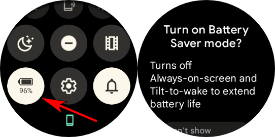 Turning on battery saver mode on a Google Pixel Watch 2