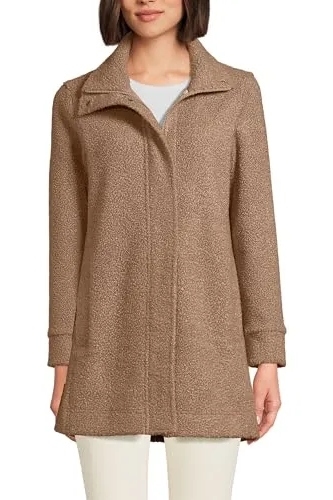 Lands&#039; End, Women&#039;s Boucle Coat Honey Beige (Was $100) 