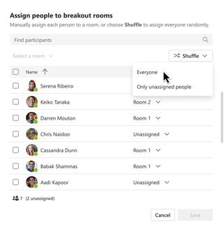 Microsoft Teams Breakout Rooms Shuffle feature