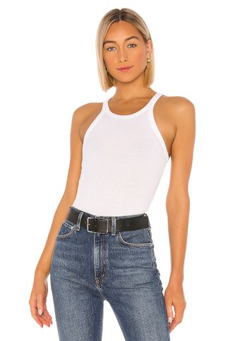 Ribbed Skinny Racer Tank