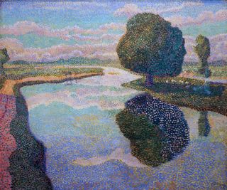 Landscape with Canal (1894) a Pontillist painting by the Dutch-Indonesian painter Jan Toorop.