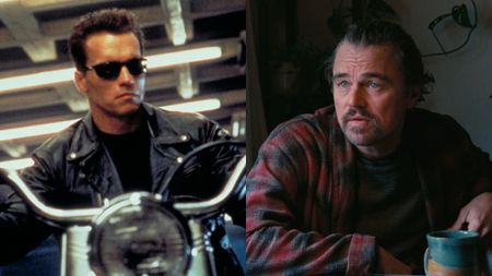 Arnold Schwarzenegger in Terminator 2: Judgmenet Day; Leonardo DiCaprio in One Battle After Another