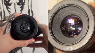 TikToker smashes lens with hammer and rocks