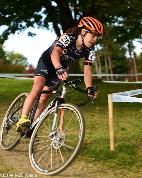 Crystal Anthony (Optum Pro Team) riding in fifth place on lap three