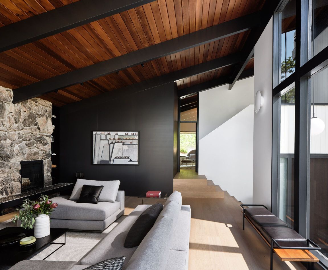 beacon house, living space in renovated craftsman house