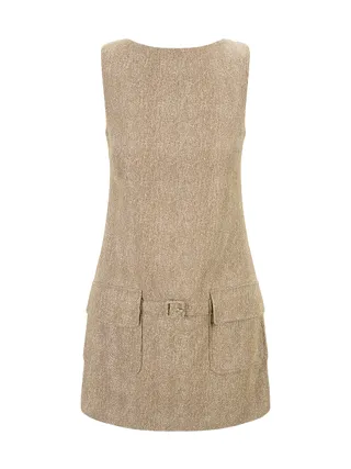 Staud, Sheila Herringbone Sleeveless Minidress