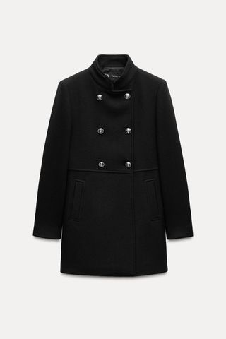 Double Breasted Wool Blend Coat