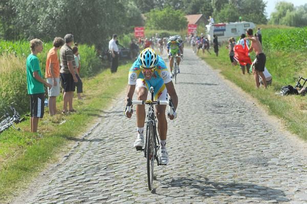 Alberto Contador (Astana) learned his lessons well from Classics ace Peter Van Petegem.