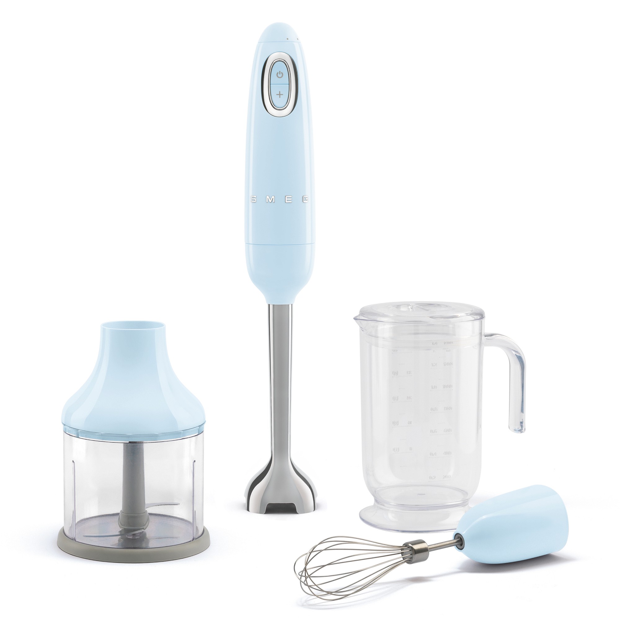 Blue SMEG hand mixer and accessories