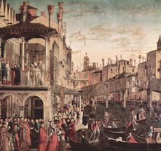 Vittore Carpaccio The Miracle of the Relic of the Cross at the Ponte di Rialto Gallerie dell'Accademia Venice