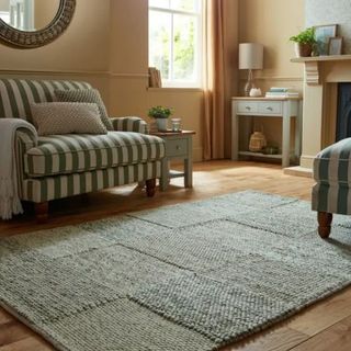 green living room rug from dunelm