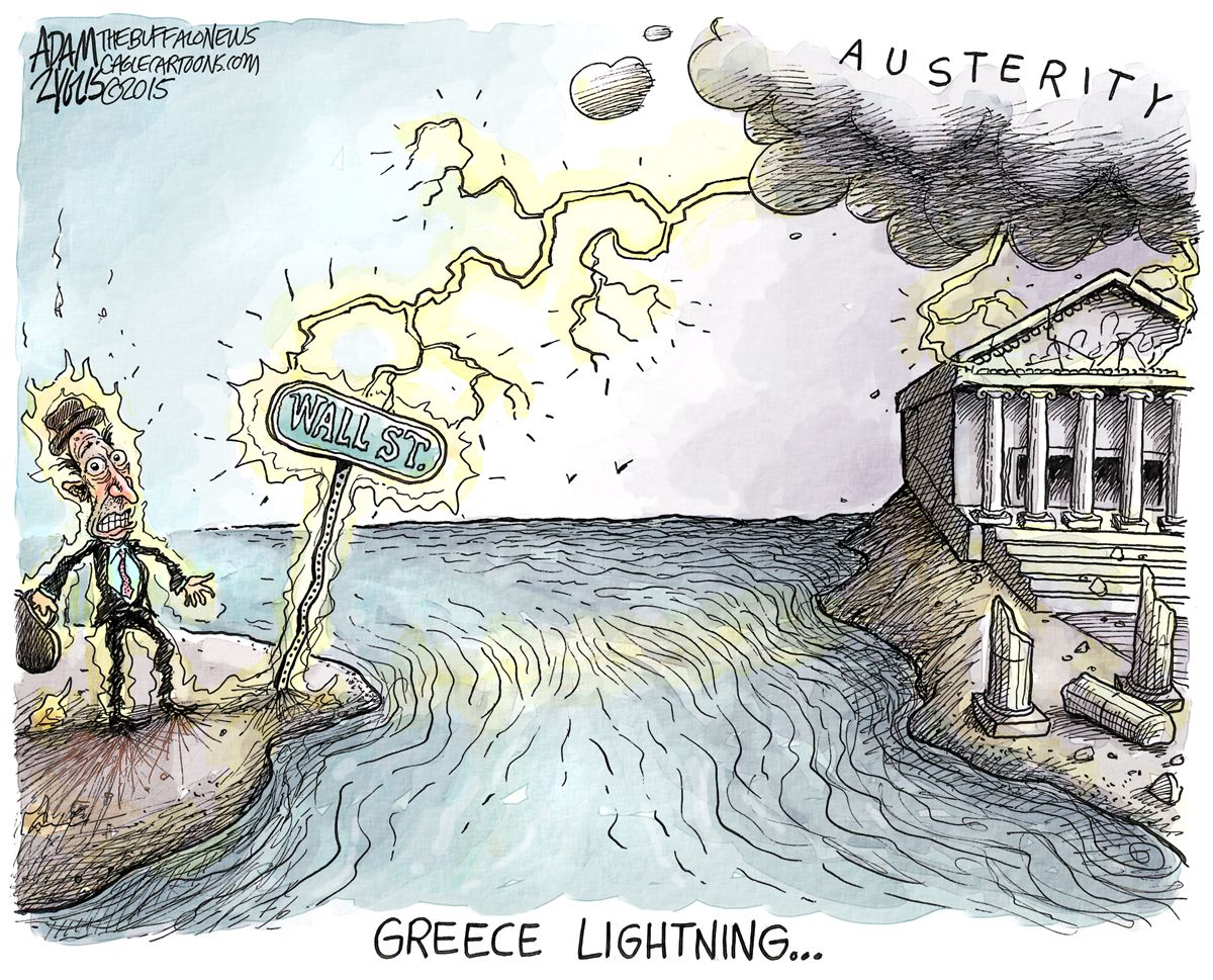 Editorial cartoon World Greece Wall Street