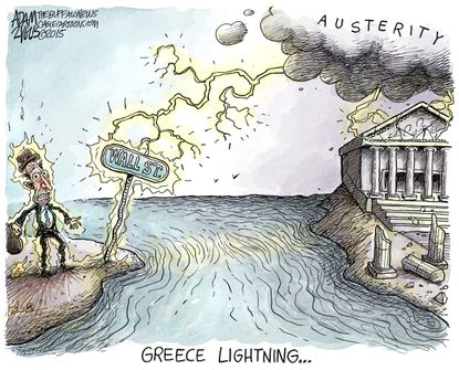 Editorial cartoon World Greece Wall Street
