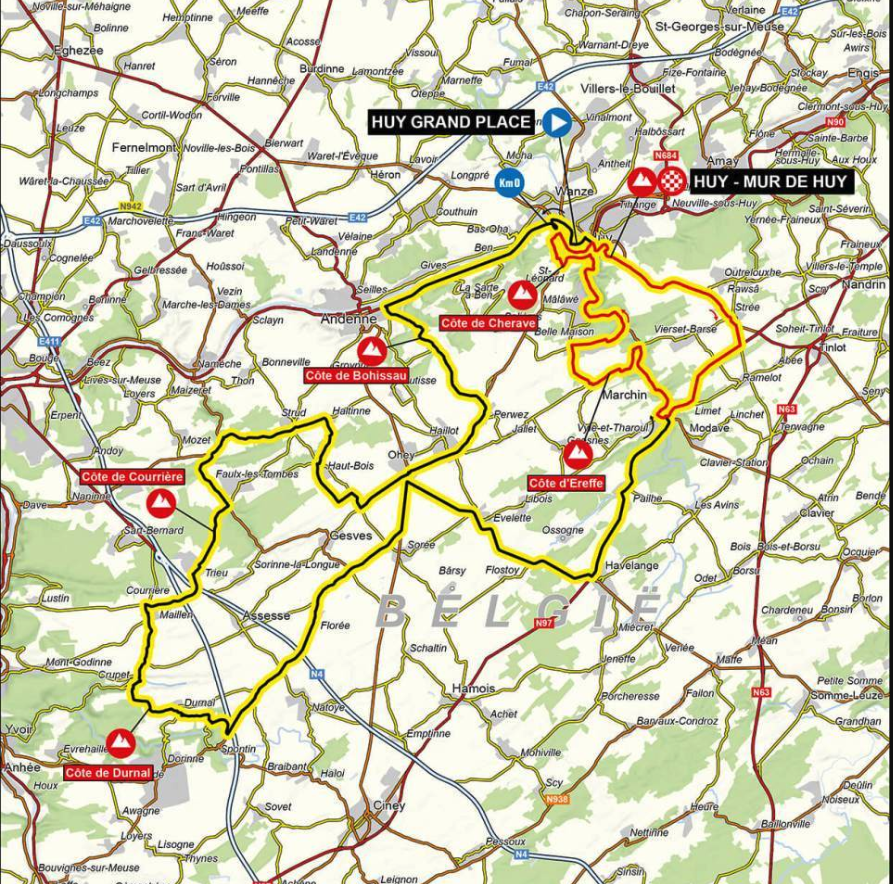 2026 La Fleche Wallonne women's race map