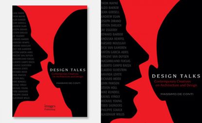 Front cover of a book featuring one face whispering into the ear of another face with the words 'Design Talks'
