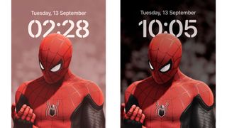 iOS 16 lock screen featuring Spider-man