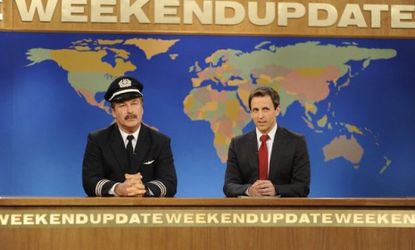 Alec Baldwin appeared on "Saturday Night Live" this weekend, playing an American Airlines pilot who apologizes for kicking Baldwin off a flight.
