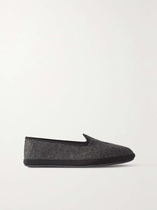 Venice Embroidered Cashmere-Blend Flannel Slippers