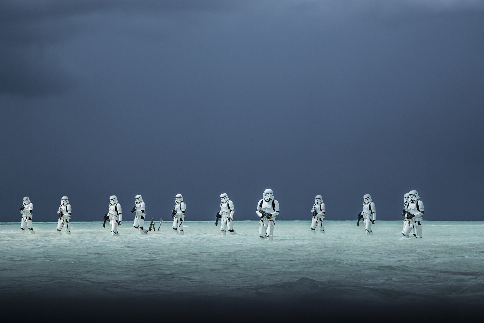 Stormtroopers in the new Star Wars film &quot;Rogue One&quot; wade through the water of an alien ocean world. NASA scientists believe ocean worlds exist in our own galaxy, along with many other environments.