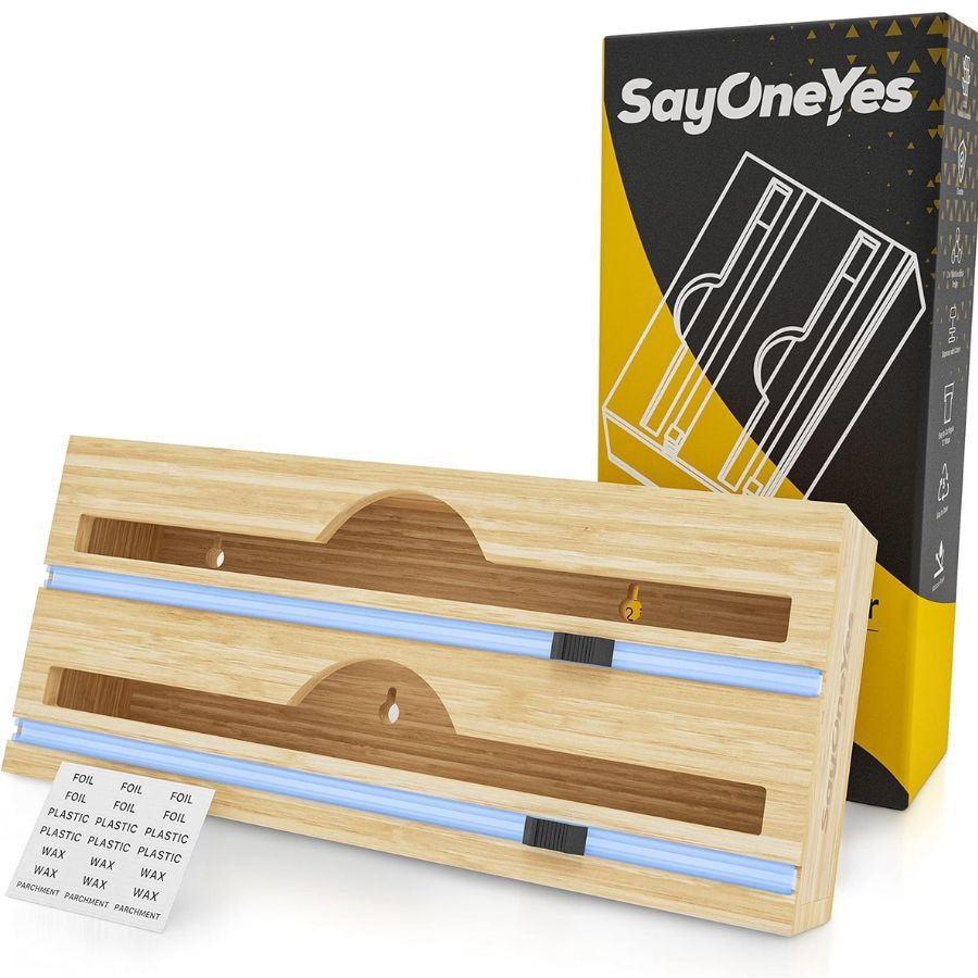 Bamboo plastic wrap drawer organizer