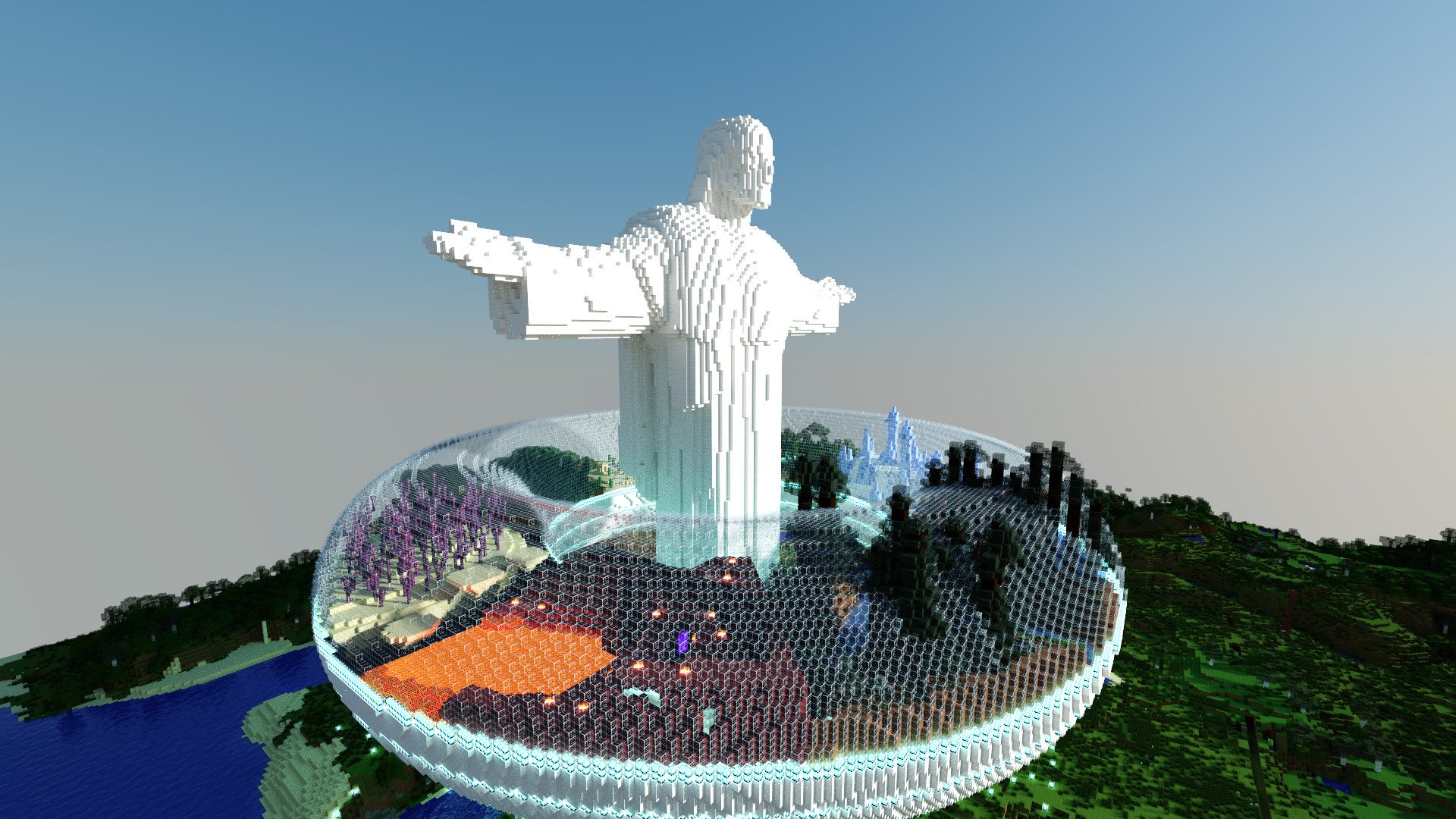 Minecraft 2 2024. Статуя Иисуса 2b2t. Jesus статуя 2b2t. 2b2t базы императоров. Статуя Христа Искупителя майнкрафт.