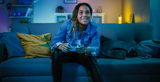 Woman playing a game on a low-latency network