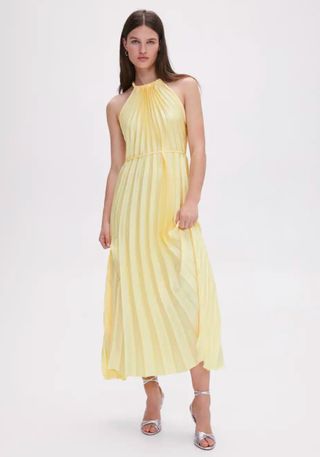 Mango yellow frill dress