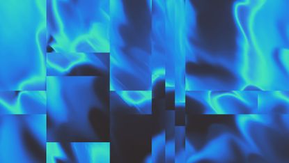 An abstract image showing blocks of blue shiny material overlaid on one another to represent LQMs and AI.