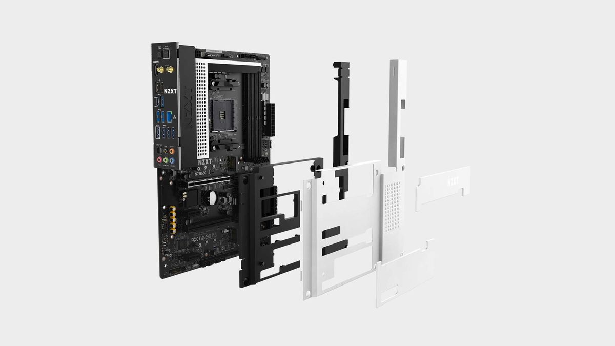 NZXT N7 B550 motherboard exploded illustration