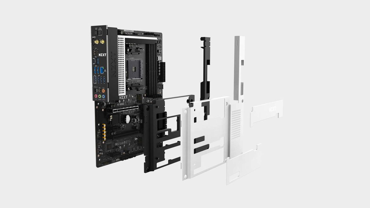 NZXT N7 B550 motherboard exploded illustration