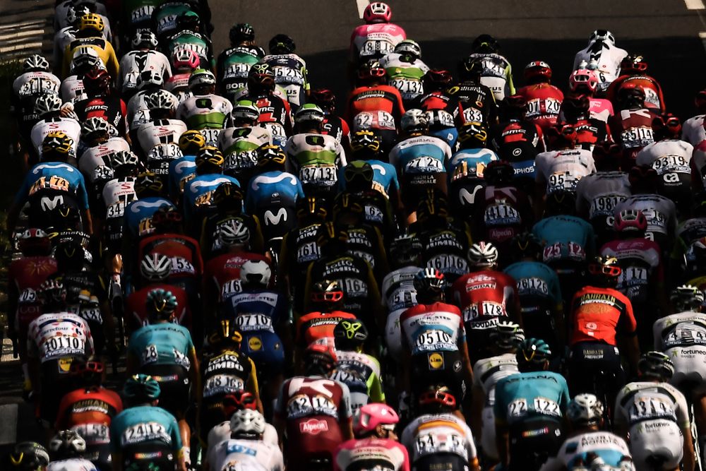A view of the peloton from stage 18 at the Tour de France