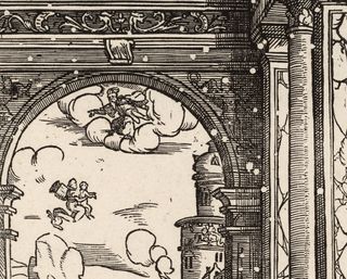 Woodcut with worm holes from 1541.