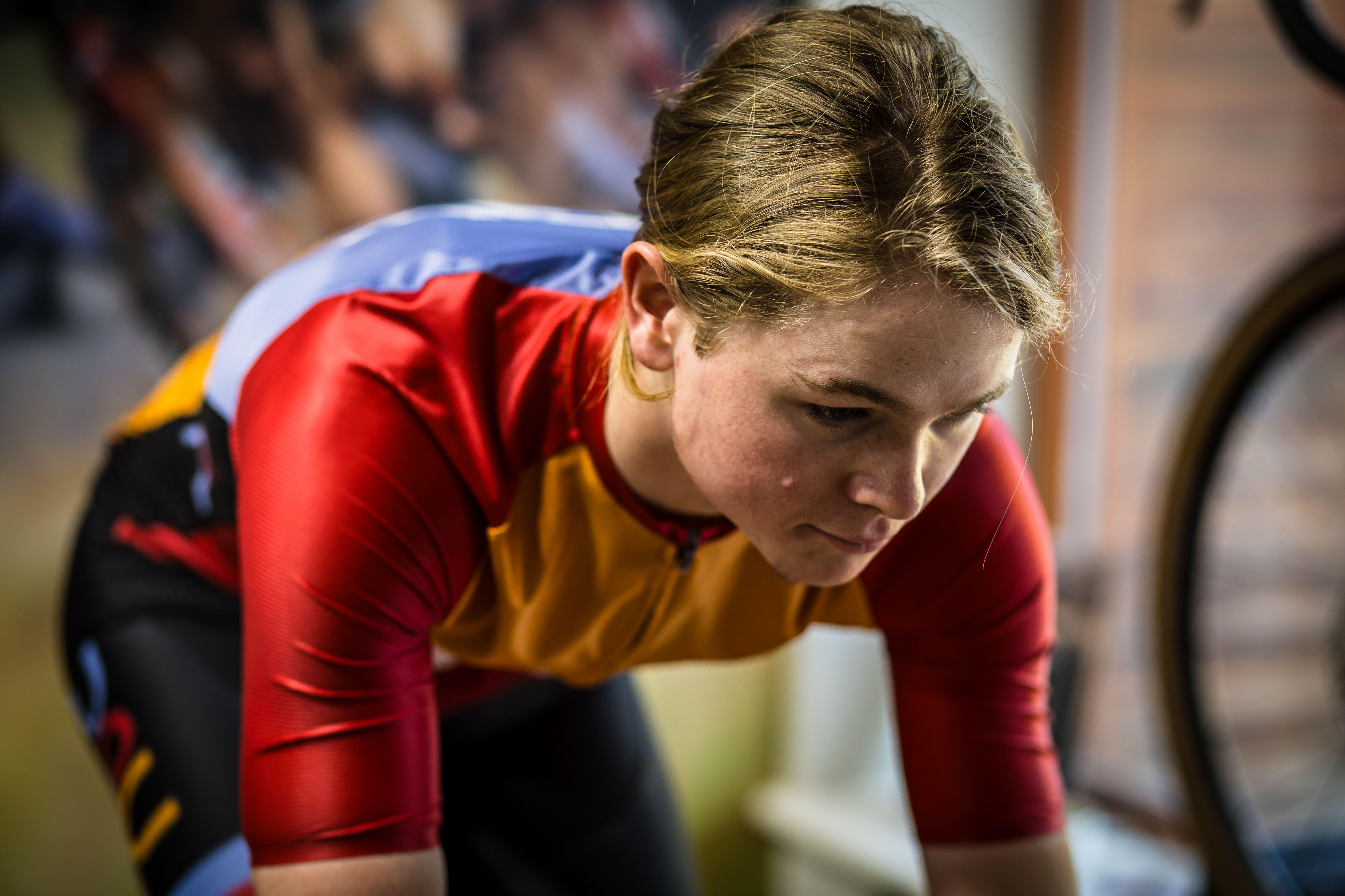 Boy cycles on a bike