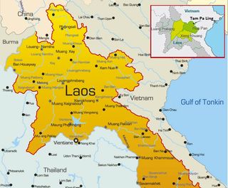 Map of Laos and Tam Pa Ling cave.