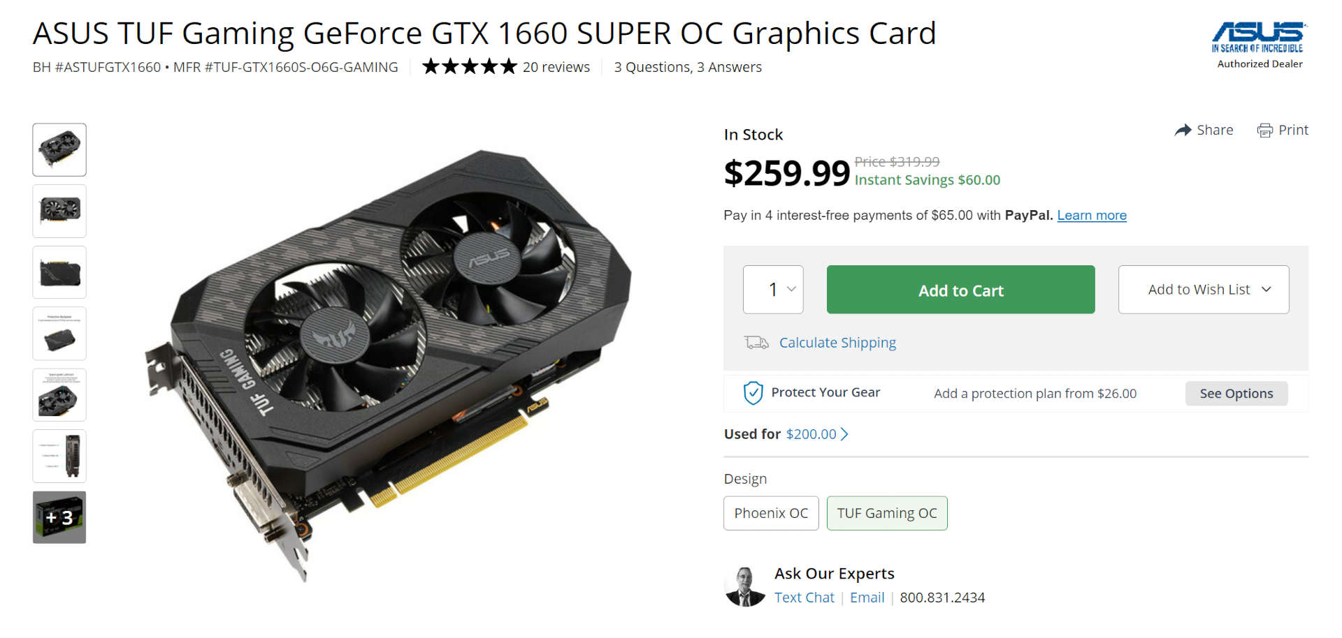 B&H Photo Black Friday sale of a GeForce GTX 1660 Super