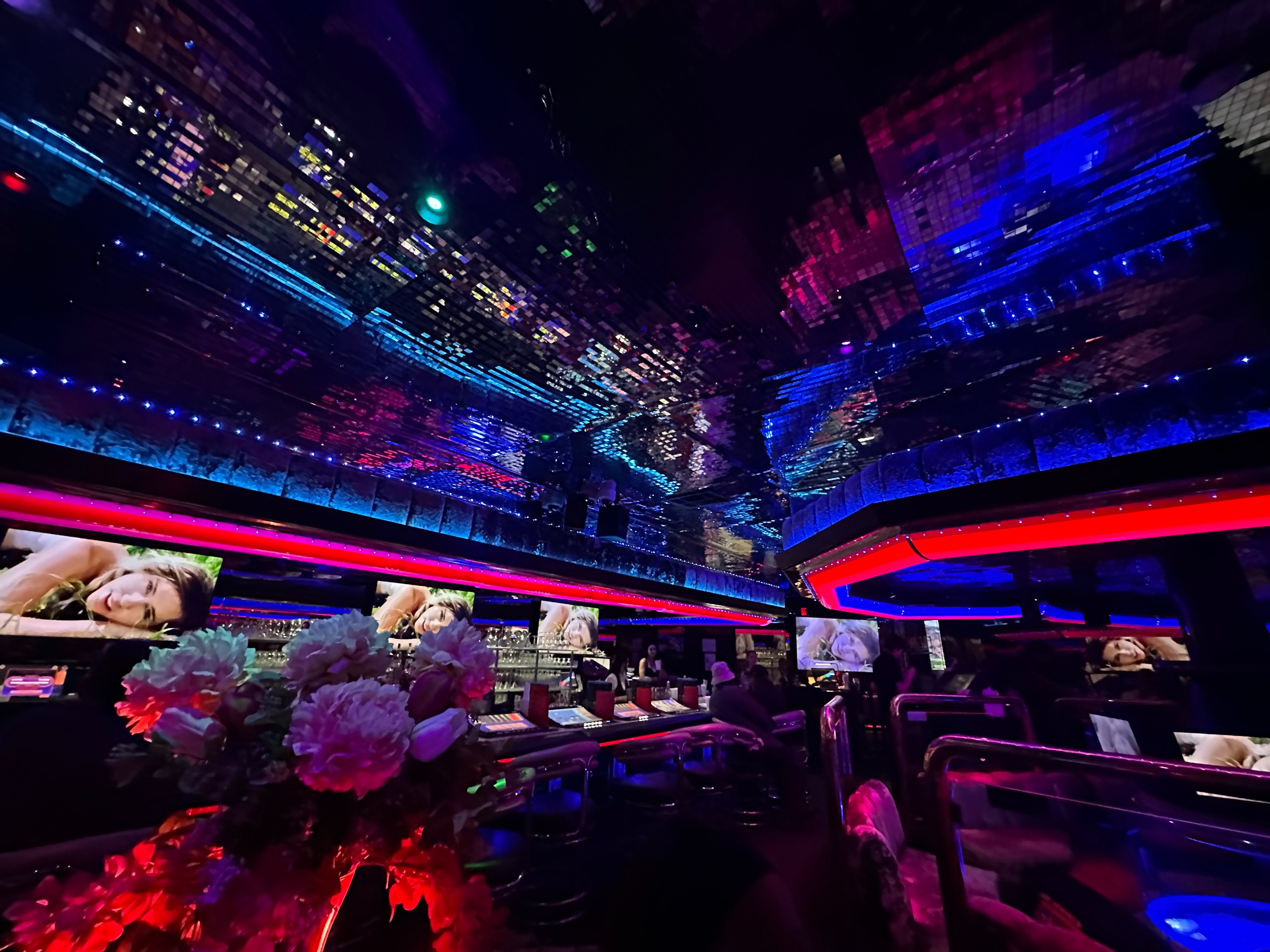 Neon lights inside the Fireside Lounge at the Peppermill in Las Vegas