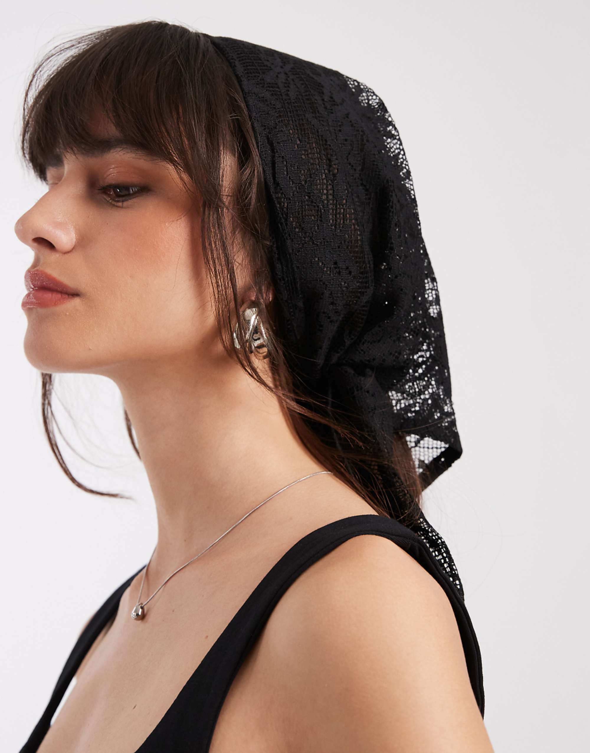 Pieces Lace Multi-Use Scarf in Black
