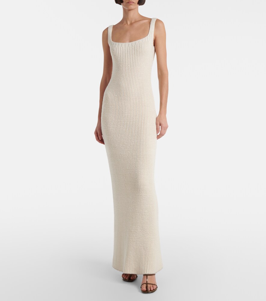 Lex Ribbed-Knit Silk Maxi Dress