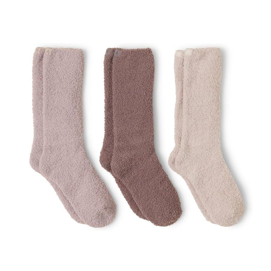 Barefoot Dreams Women's Cozychic 3 Pair Sock Set, Carbon Multi, One Size