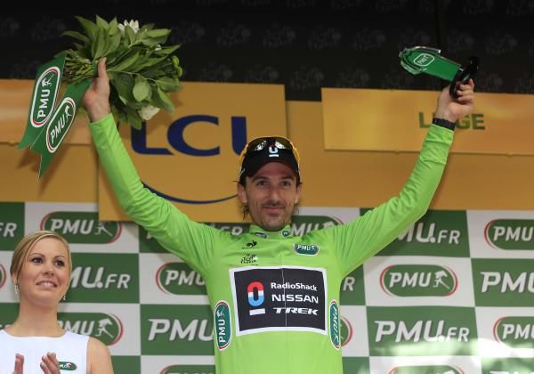 Fabian Cancellara (RadioShack-Nissan) in the points jersey.
