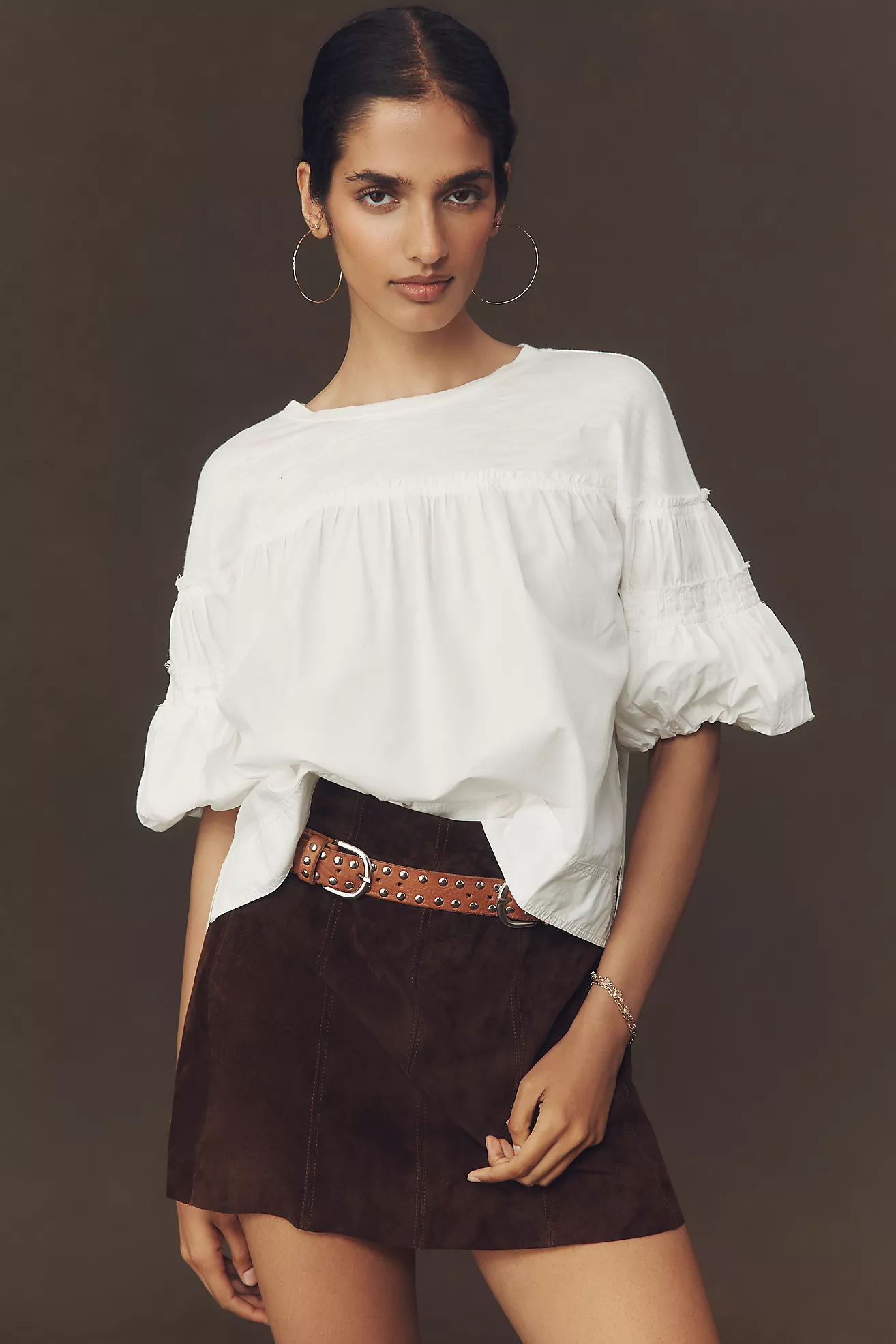 Pilcro Reworked Ruffle-Sleeve Top