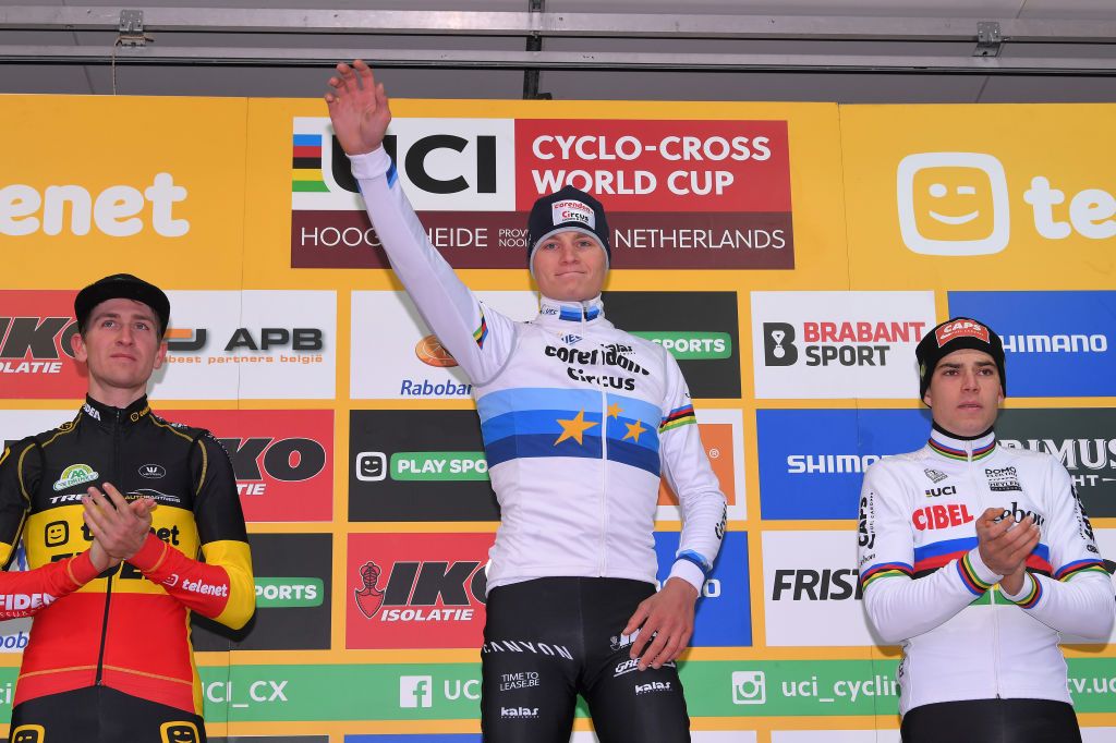 Mathieu van der Poel on the top of the podium in Hoogerheide