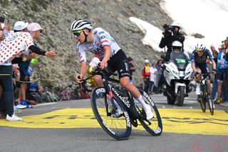 Tadej Pogačar (UAE Team Emirates) attacks on the Col du Galibier on stage 4 of the Tour de France