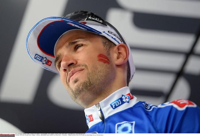 Nacer Bouhanni (FDJ) after his kiss on the podium