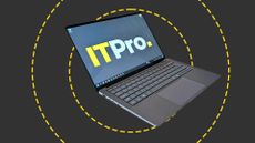 The HP ZBook G1a on the ITPro background 