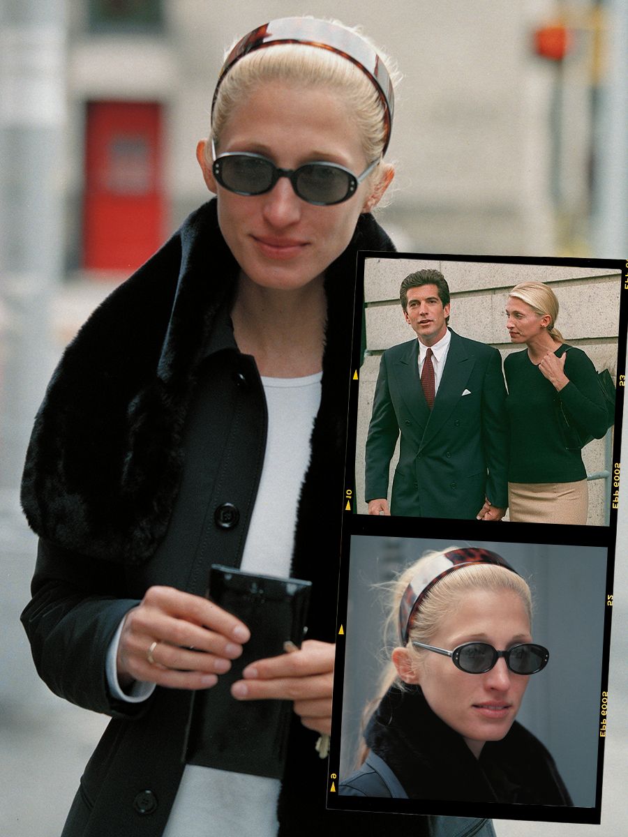 Carolyn Bessette-Kennedy spotted outside her apartment wearing a sleek ponytail.