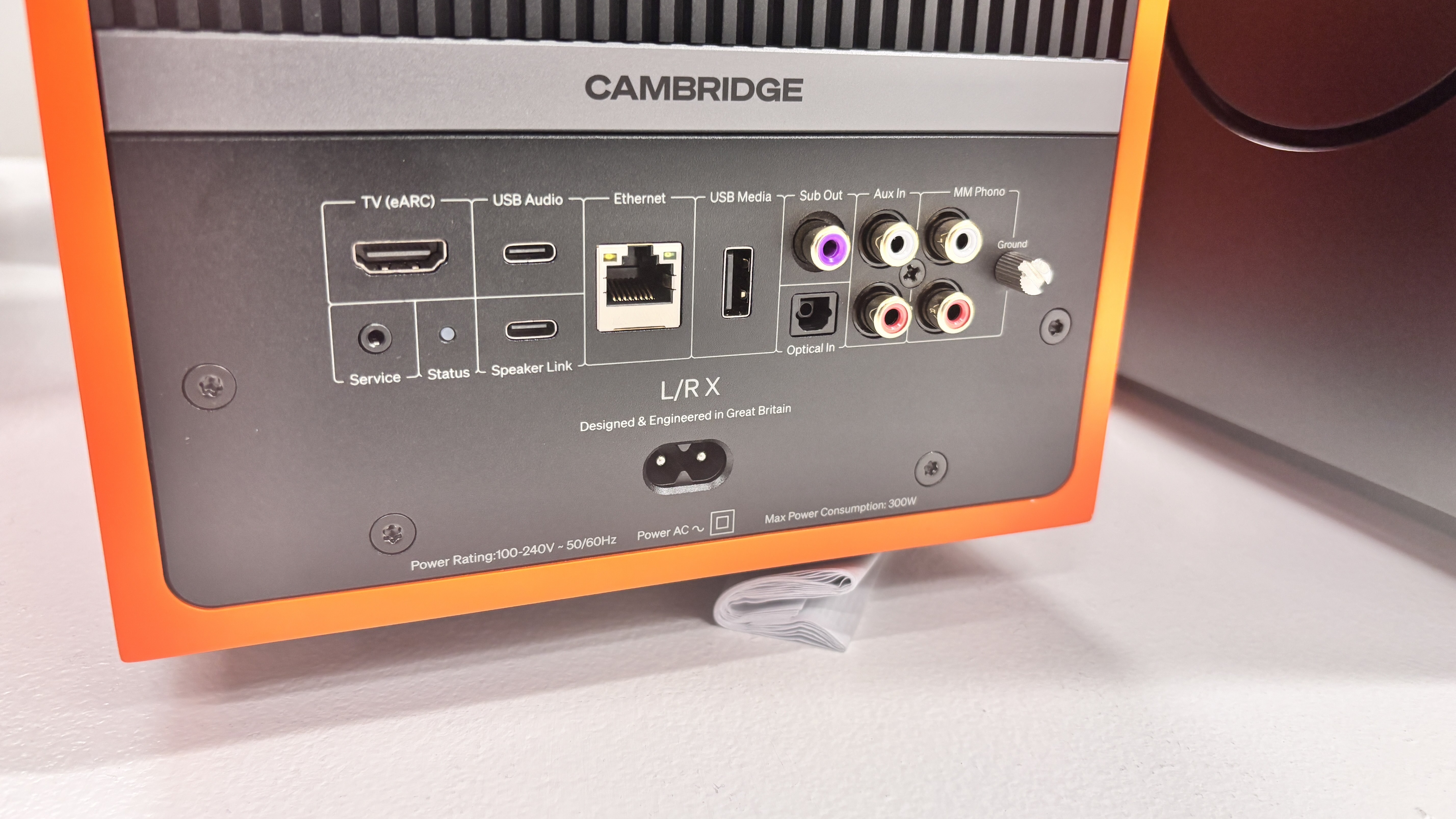 Cambridge Audio L/R X speaker rear panel shot showing physical connections