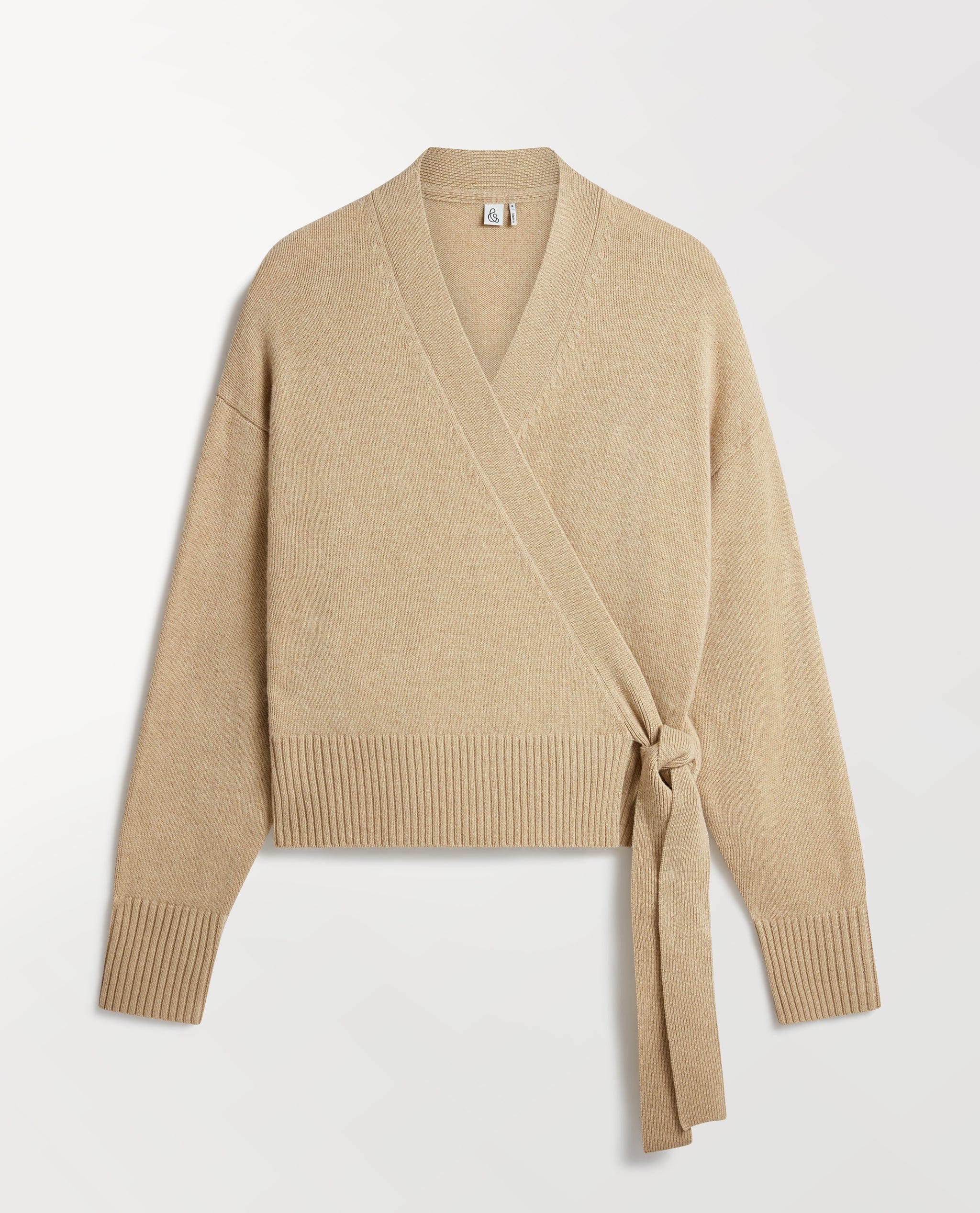 Women's Cashmere Merino Wrap Jumper - Twine - Twine / Xs